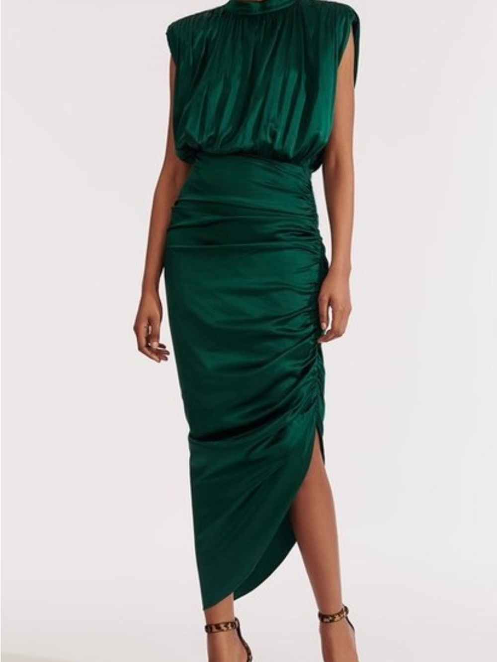 Veronica Beard Kendall Emerald Green Stretch Silk Midi Dress
